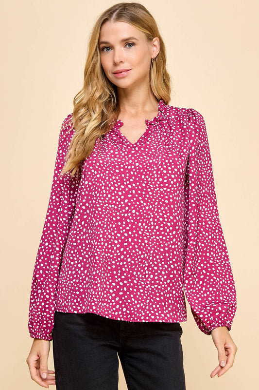 **SALE!** Broome Polka Dot V Neck Blouse