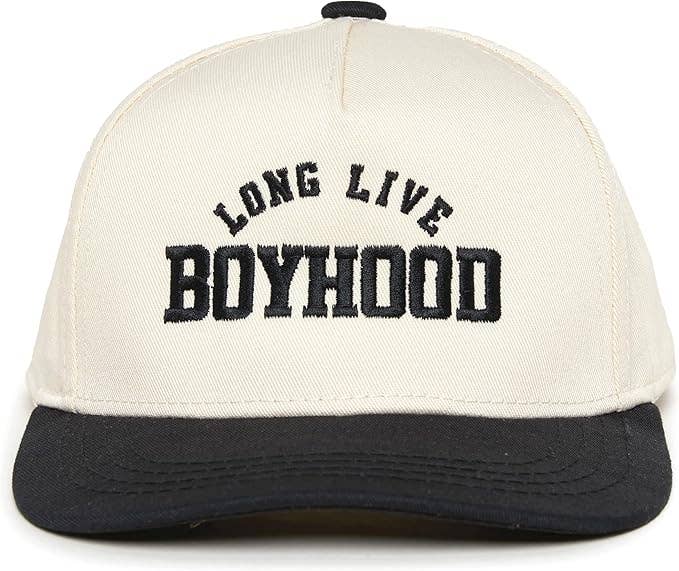 Boys Long Live Boyhood Embroidered Black Hat