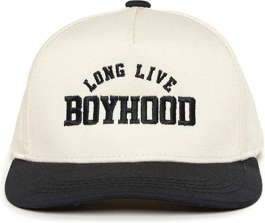 Boys Long Live Boyhood Embroidered Black Hat