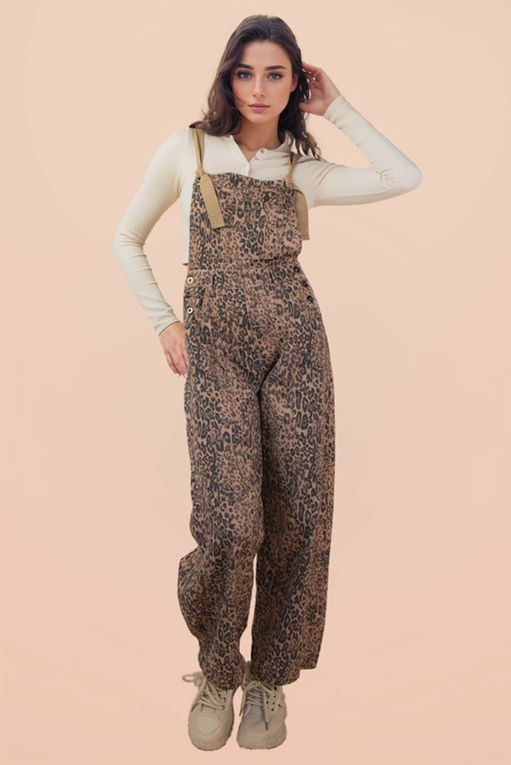 Very Leopard Barrel Overalls