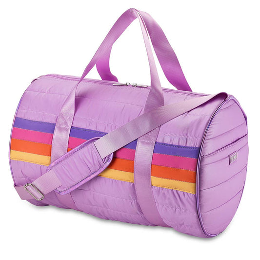 Girls Retro Purple Puffer Duffle Bag