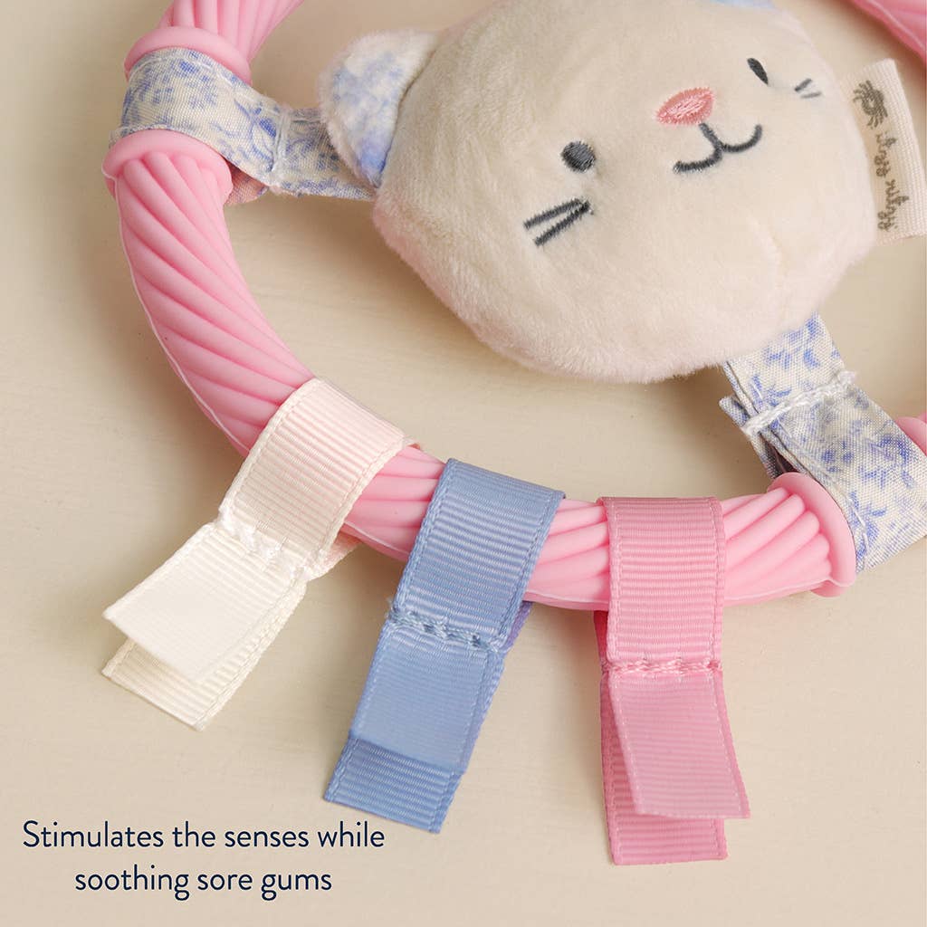 Itzy Ritzy Ring Pal™ - Teething Ring with Plush Character: Pink Kitty