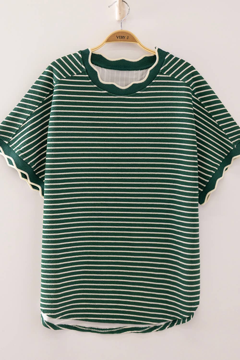Ginny Scalloped Striped Knit Tee