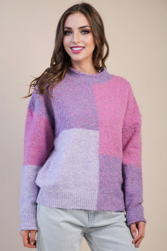 Calla Oversized Color Block Knit Sweater