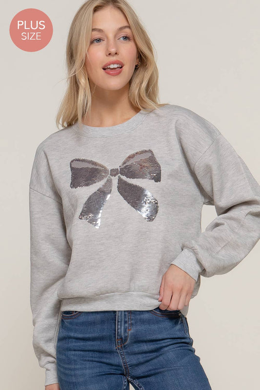 Sequin Bow Sweatshirt (XL-2XL)