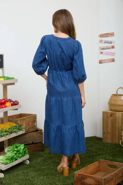 Marley Denim Tiered Midi Dress