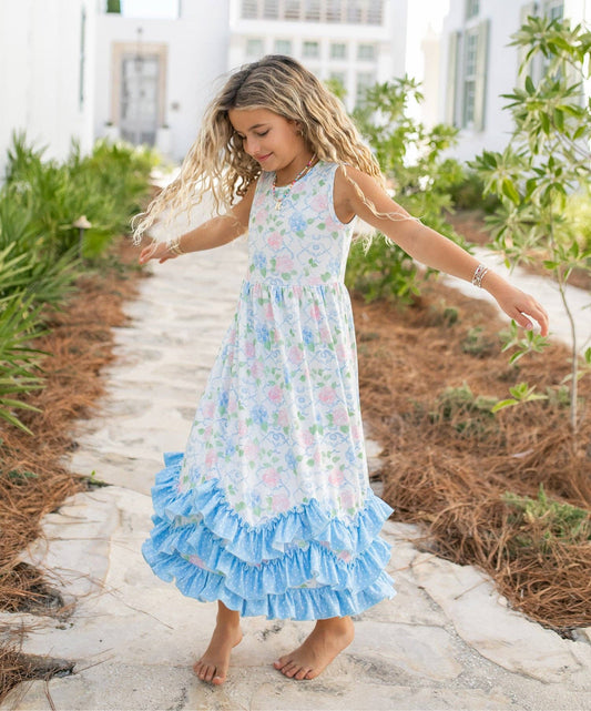 Girls Felicity Lattice Floral Maxi Dress