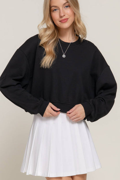 Montross Solid Cropped Sweatshirt