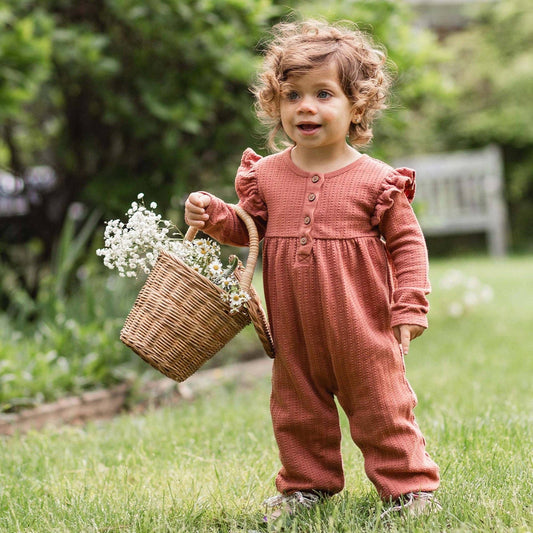 Burt's Bees Girls Dotted Rib Jumpsuit