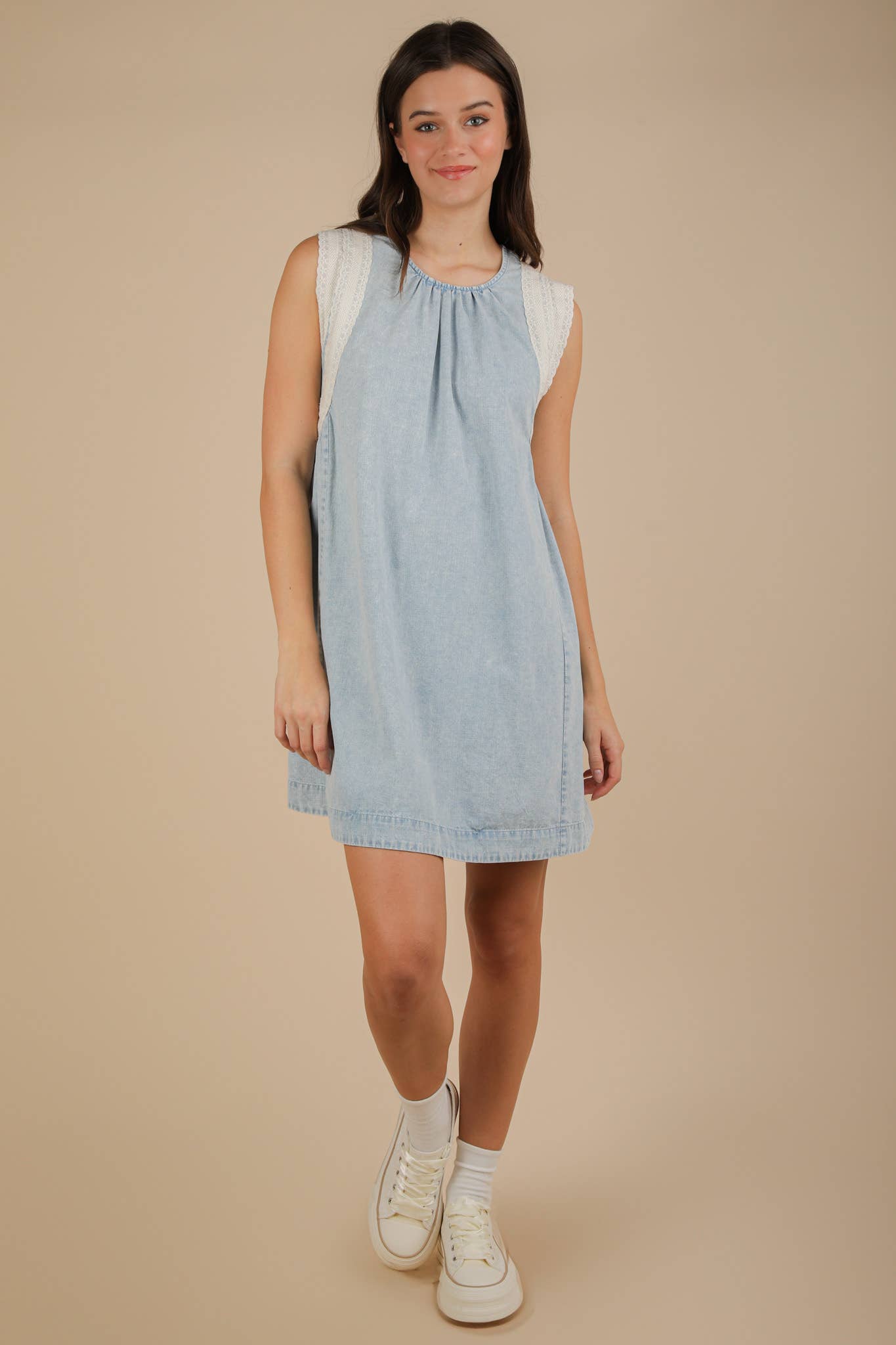Maggie Chambray Eyelet Dress