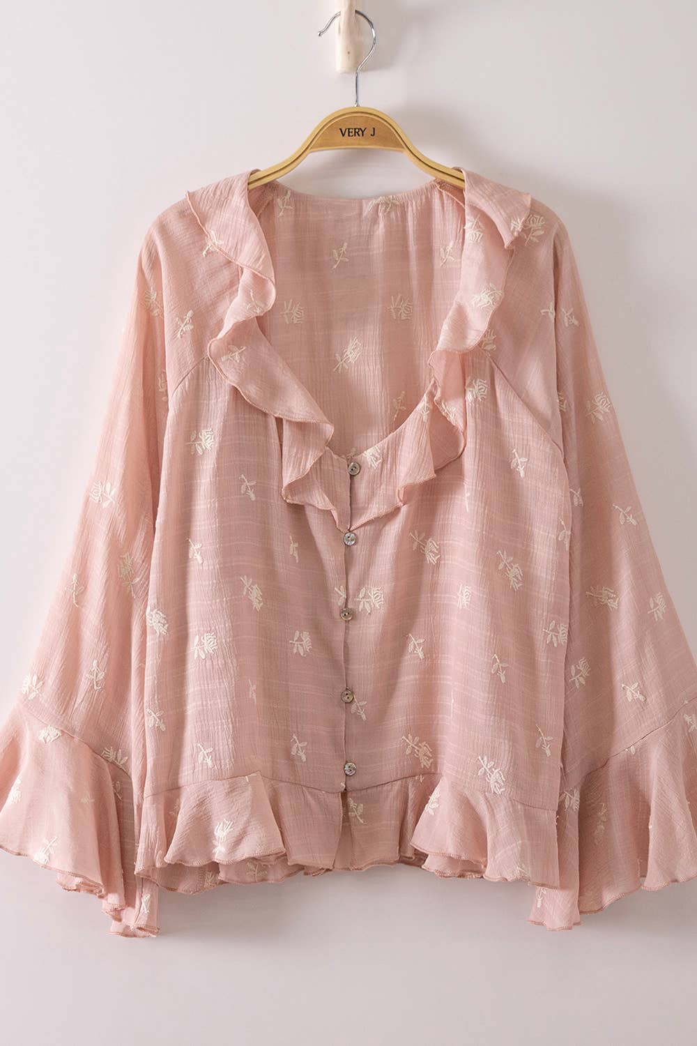 Maeve Embroidered Ruffled Blouse