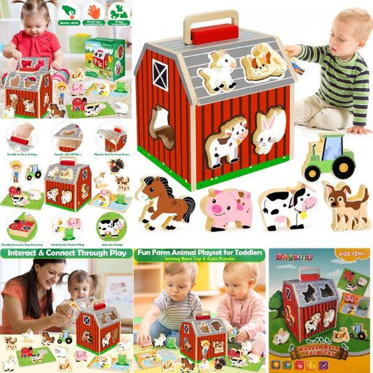 Baby Wooden Barn Shape & Sorter Toy