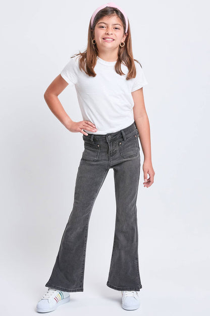 Girls YMI Faded Black Flare Jeans