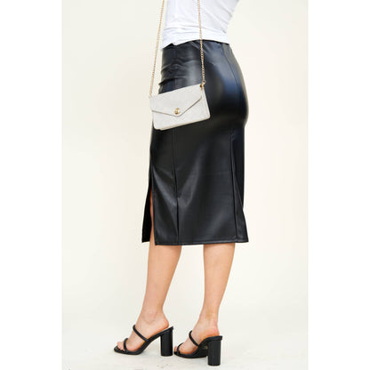 Faux Leather Midi Skirt