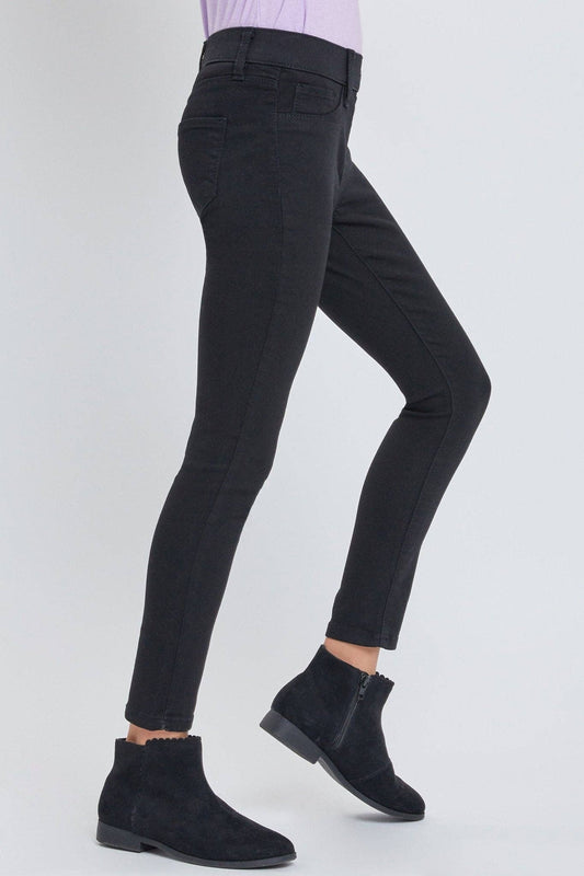 Girls Black Pull On Skinny Jeans