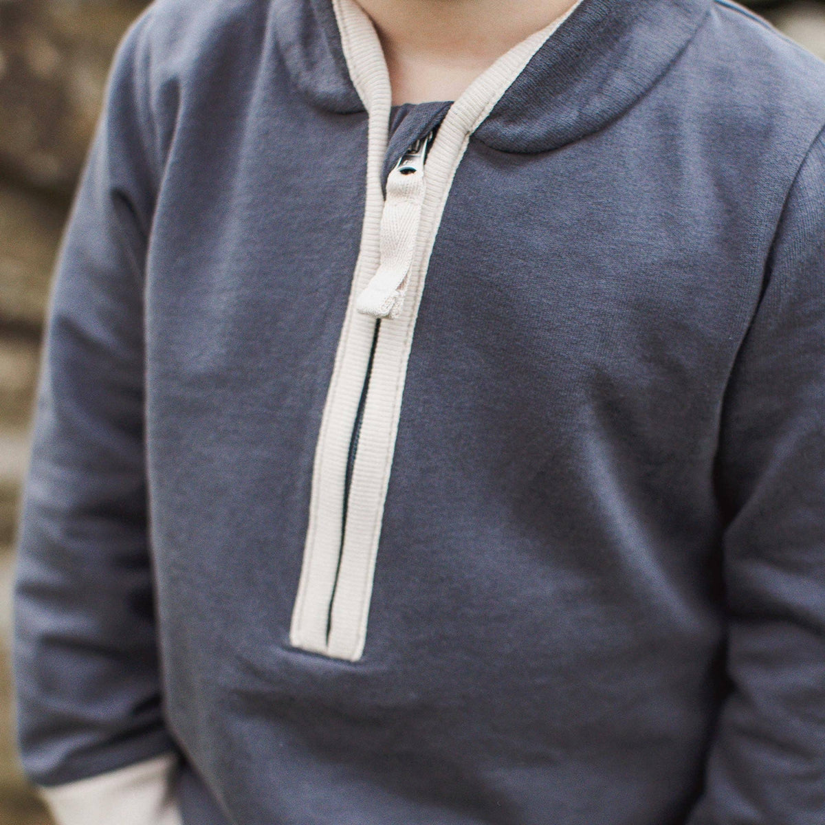 Baby Boys Burt's Bees Quarterzip Blue Jumper