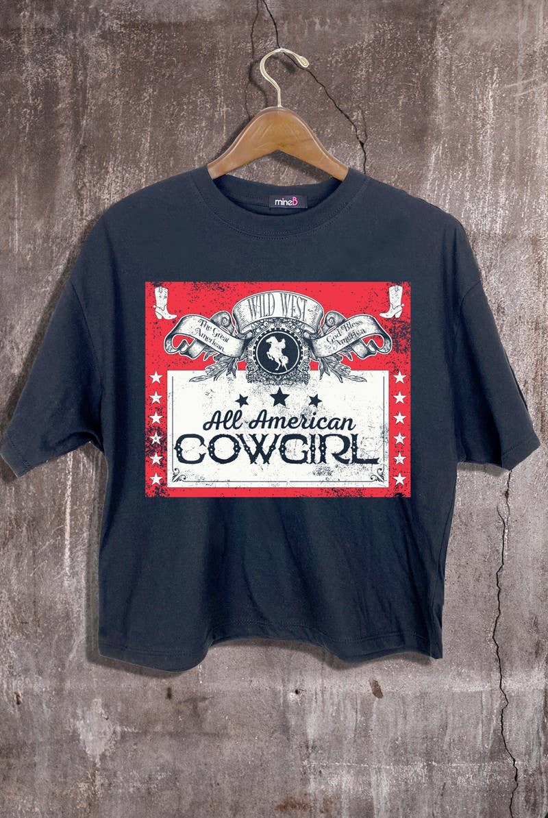 All American Cowgirl Cropped Tee