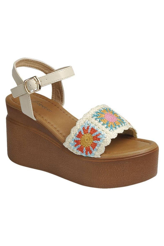 Vineyard Crochet Wedge Sandals