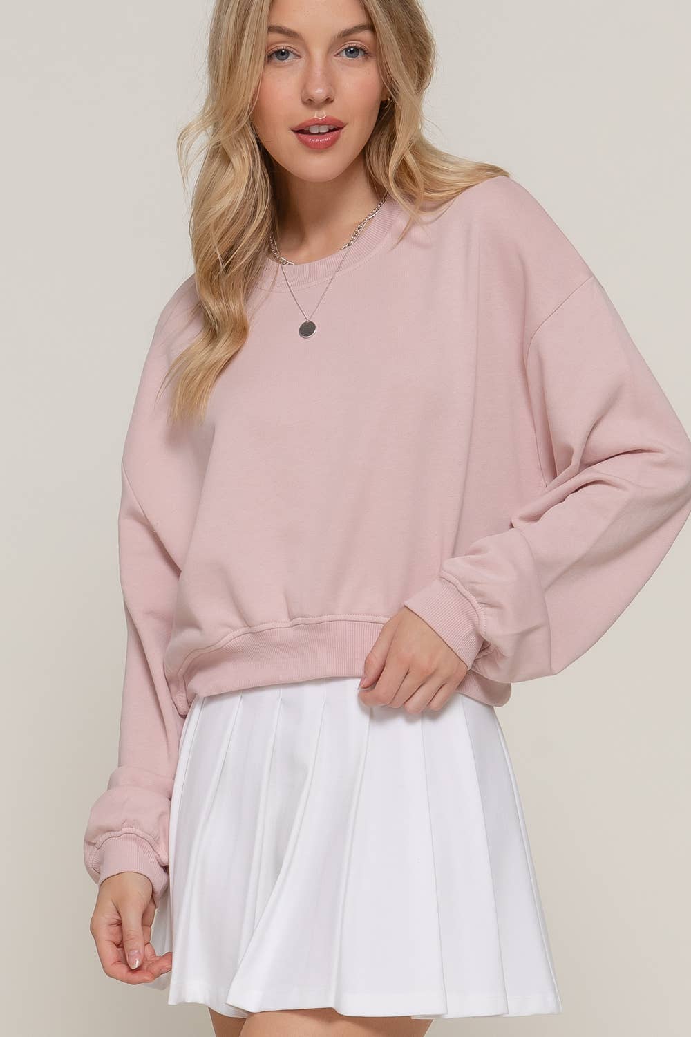 Montross Solid Cropped Sweatshirt