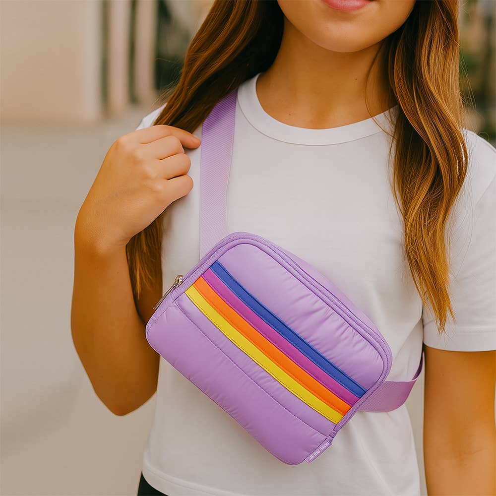 Girls Retro Purple Puffer Belt Bag
