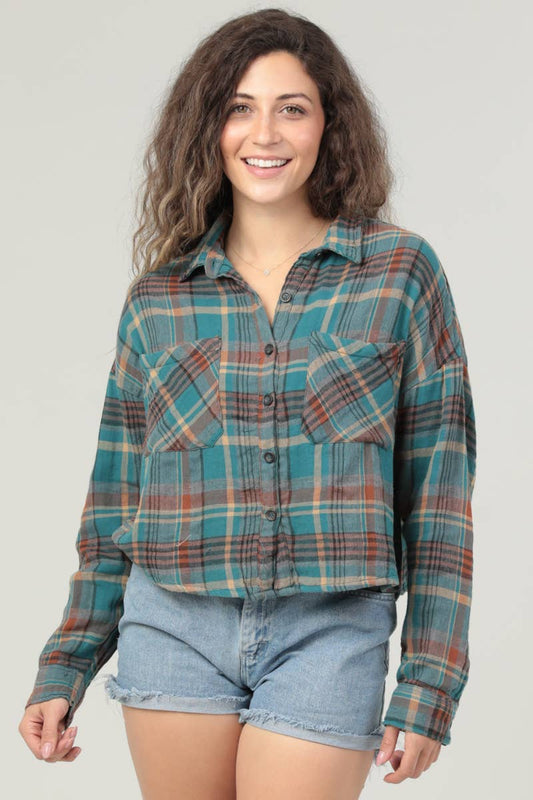 Korbyn Cropped Flannel Buttondown