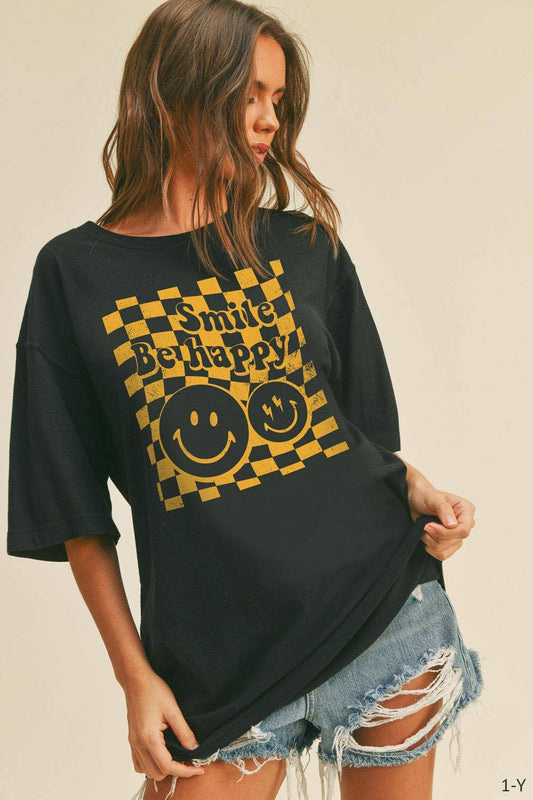 Smile, Be Happy Oversized Tee