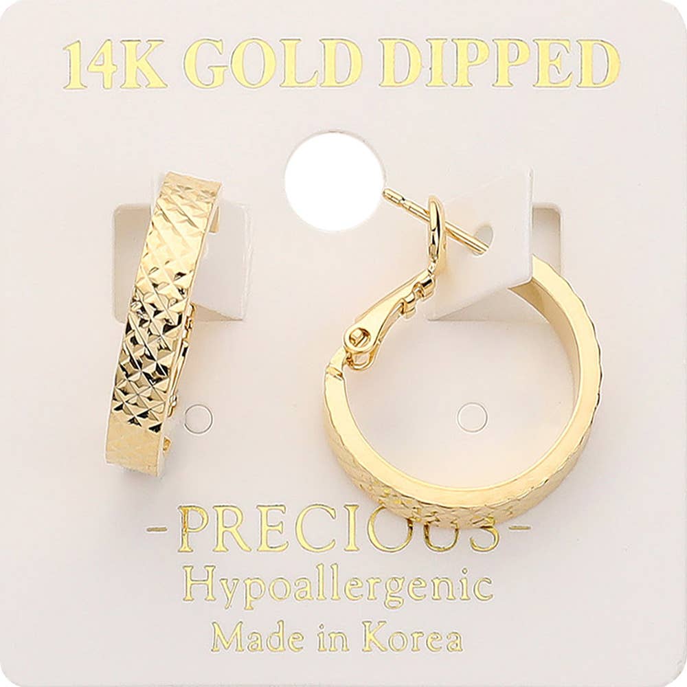 Palmer 14K Gold Dipped Hypoallergenic Textured Gold Hoop Earrings