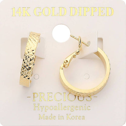 Palmer 14K Gold Dipped Hypoallergenic Textured Gold Hoop Earrings