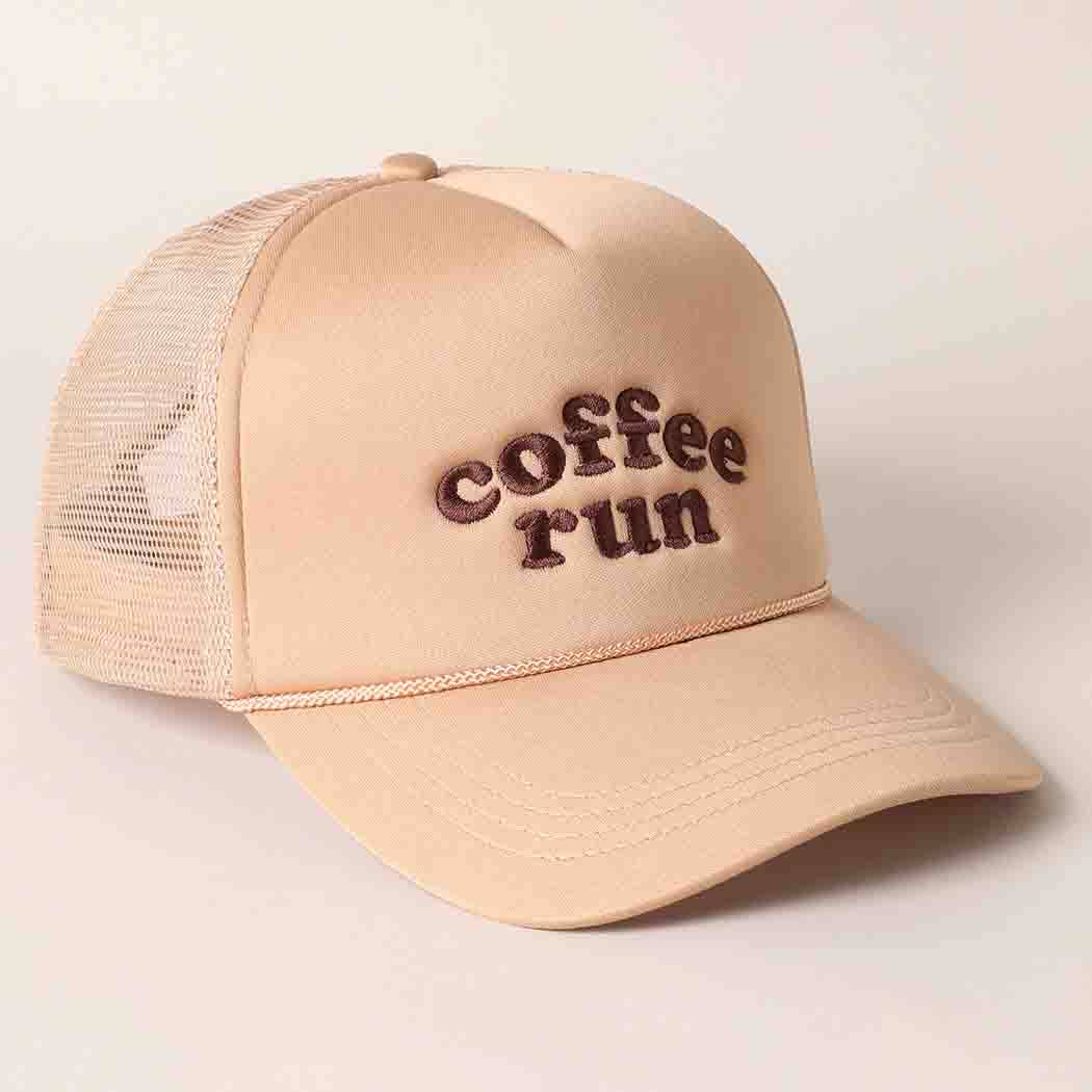 Coffee Run Embroidered Trucker Hat