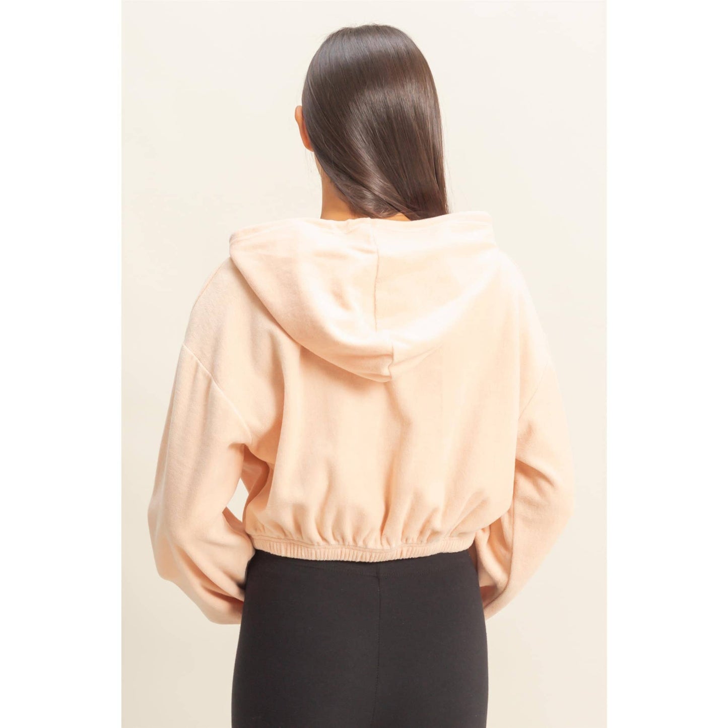 Tara Velvet Cropped Hoodie