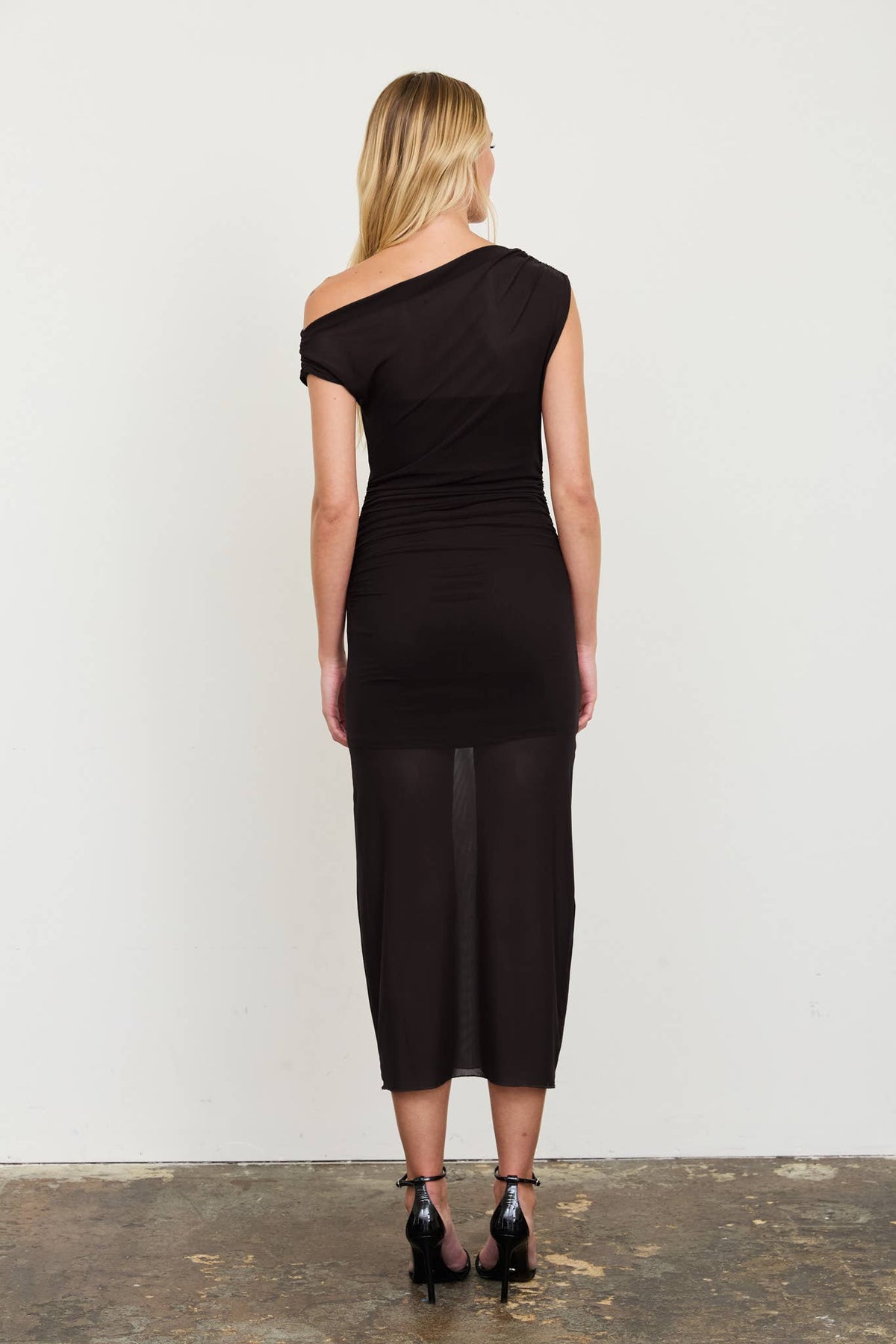 Kordia One Shoulder Black Midi Dress