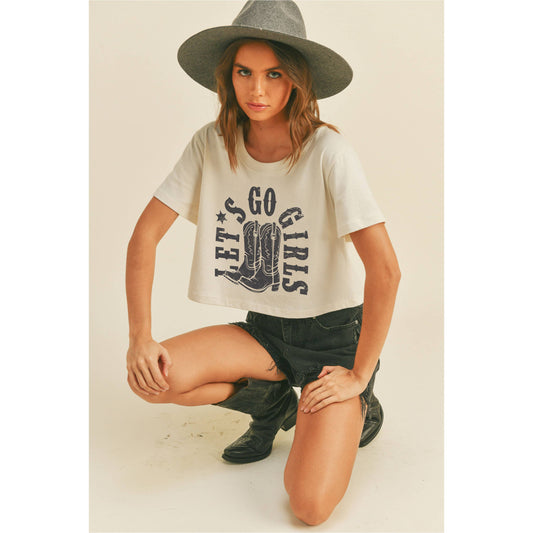 Let’s Go Girls Boots Oversized Cropped Tee