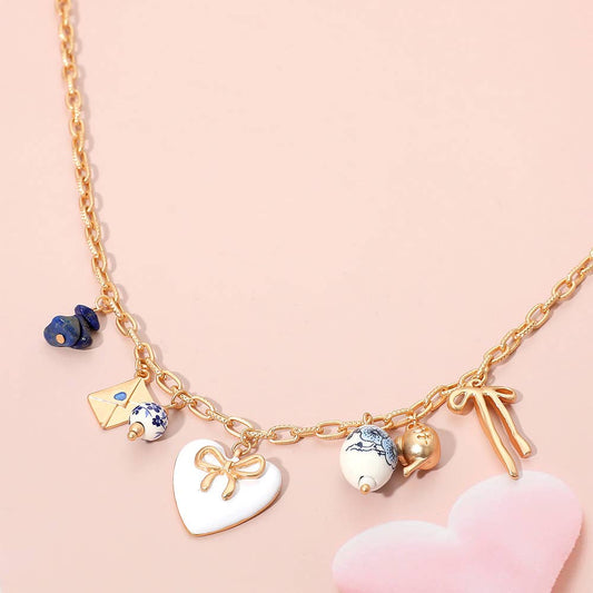 Delaney Coquette Ceramic Pearl Charm Necklace