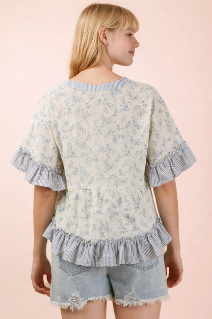 Peridot Floral Ruffle Blouse