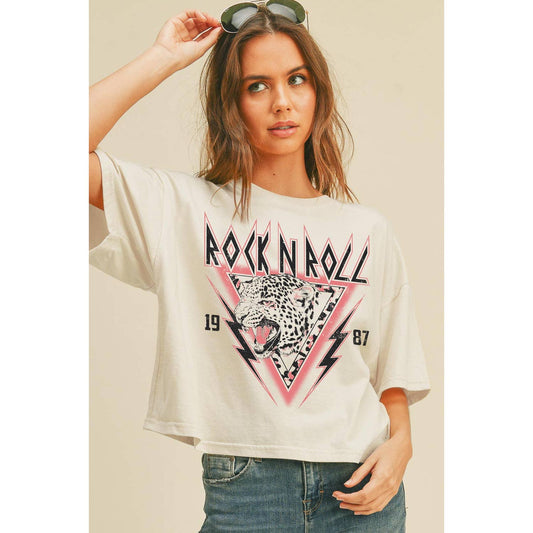 Rock N Roll Tiger Oversized Cropped Tee