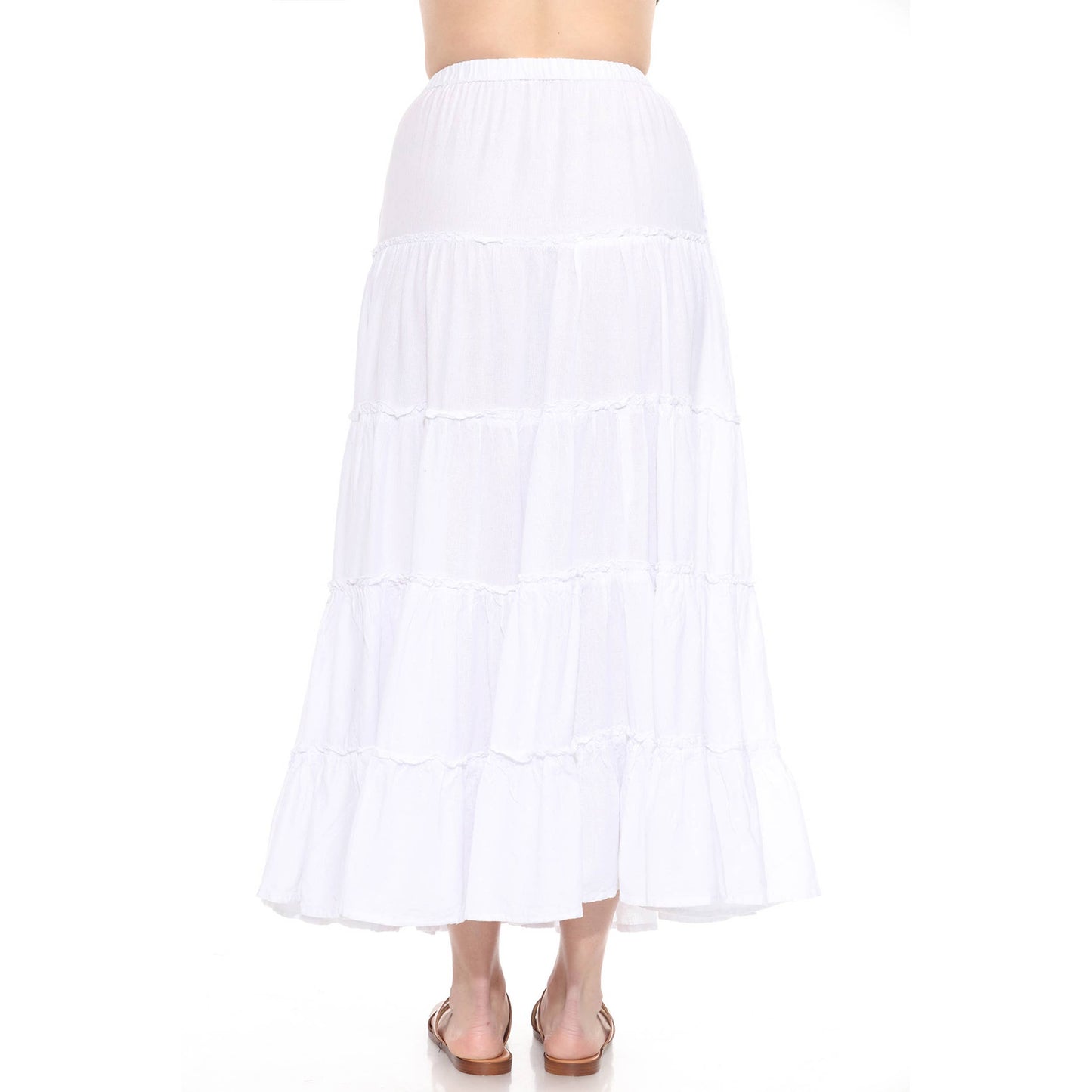 Dakota Linen White 5-Tier Prairie Skirt
