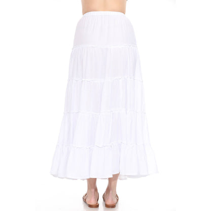 Dakota Linen White 5-Tier Prairie Skirt