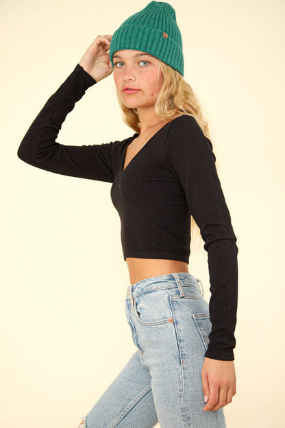 Central Ribbed Long Sleeve Crop