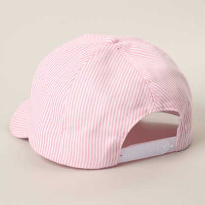 Really Busy Dilly Dallying Seersucker Embroidered Pink Hat