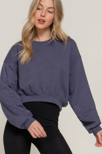 Montross Solid Cropped Sweatshirt