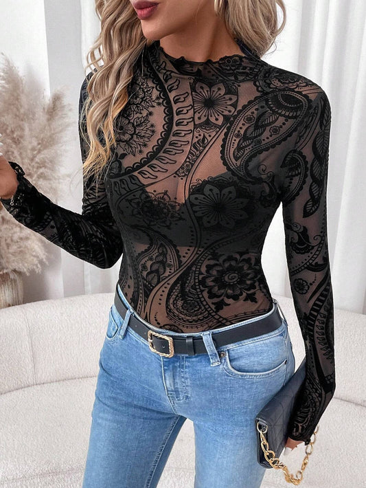 Velvet Embossed Paisley Top