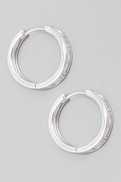 St Malo Baguette Crystal Hoops