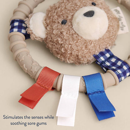 Itzy Ritzy Ring Pal™ - Teething Ring with Plush Character: Taupe Bear