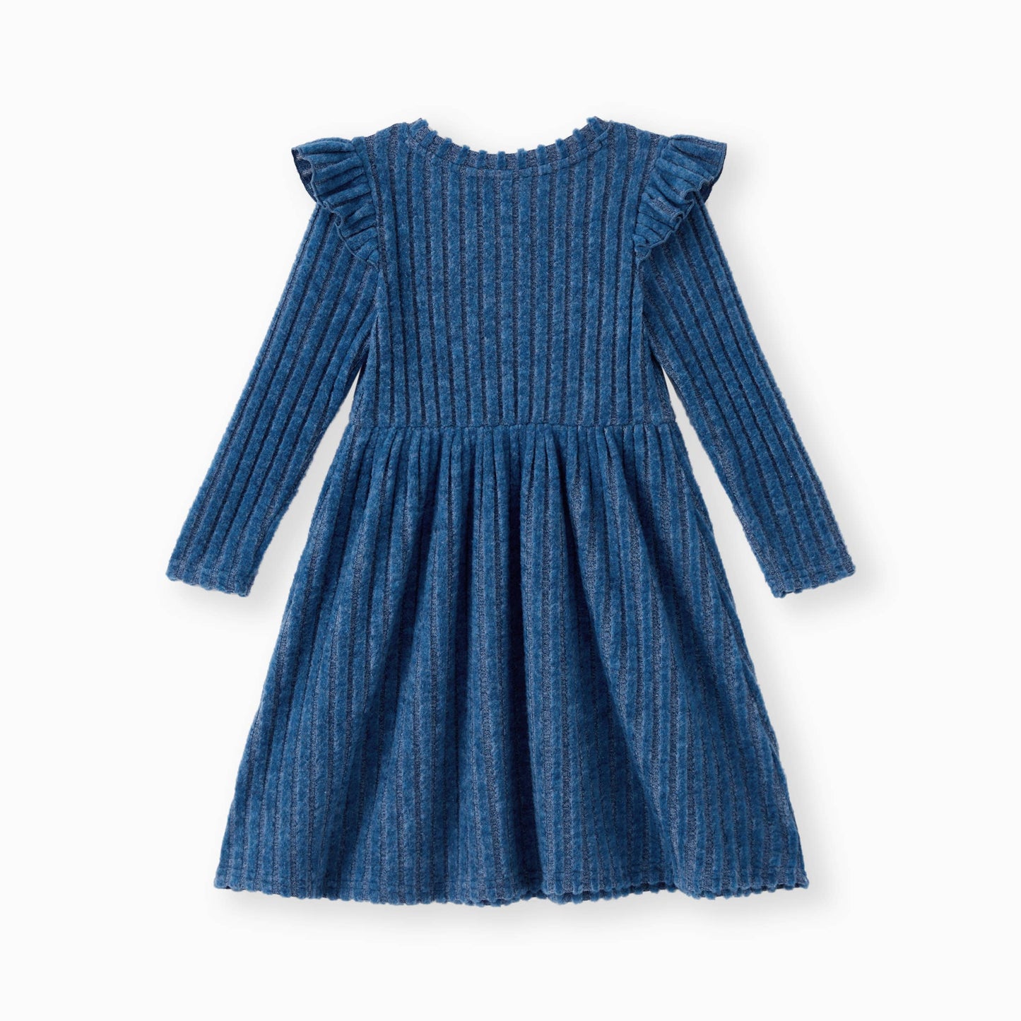 Girls Indigo Ribbed Dress