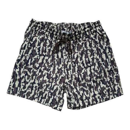 Mens Honey Hole Duck Boat Camo Fleece Drawstring Shorts