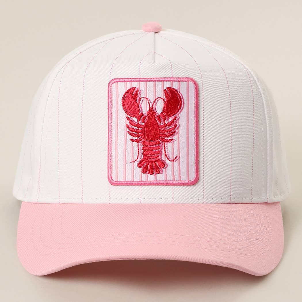 Lobster Embroidered Patch Pink Hat