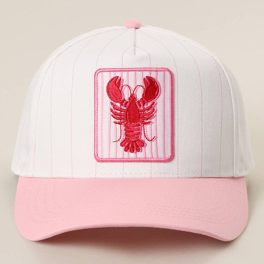 Lobster Embroidered Patch Pink Hat