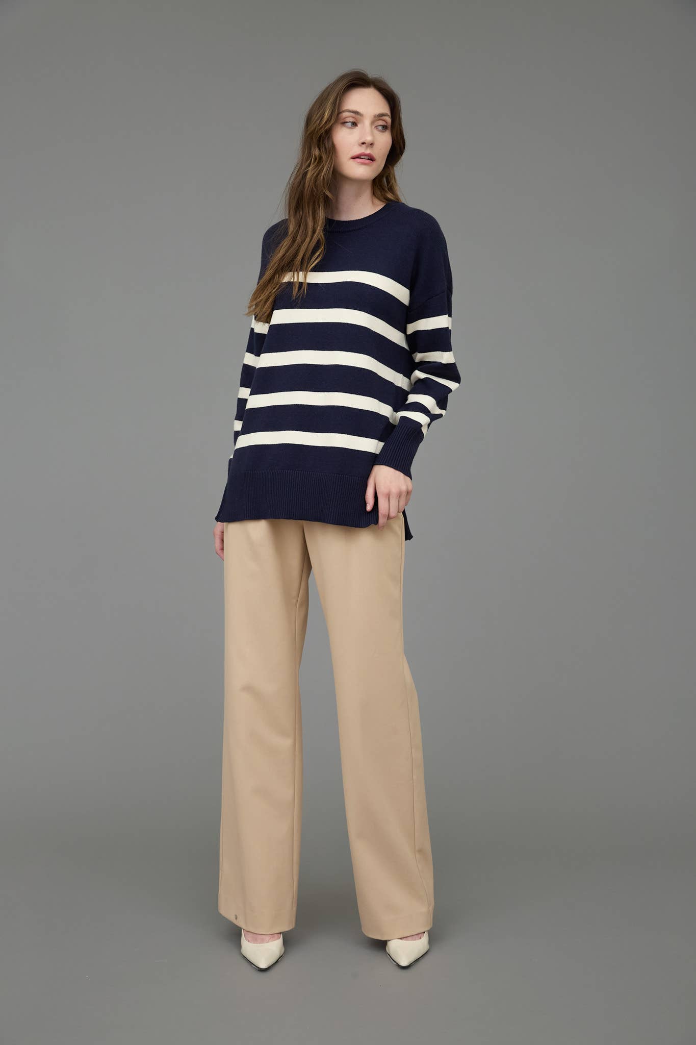 Carlin Oversized Striped Side Slit Sweater