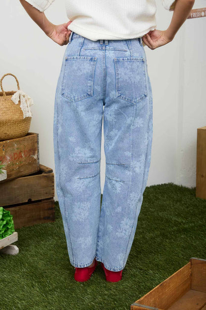 Wildflower Washed Barrel Jeans