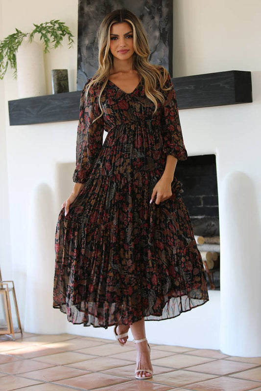 Teresa Floral Bird Maxi Dress